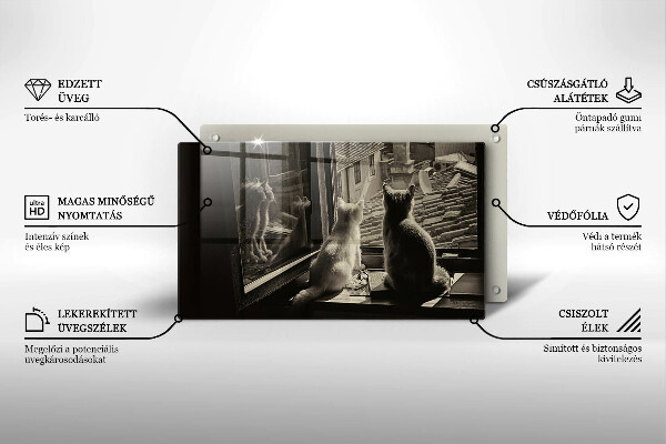 Steklena podloga za rezanje Mačje mesto in okno