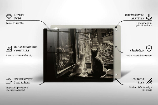 Steklena podloga za rezanje Mačje mesto in okno