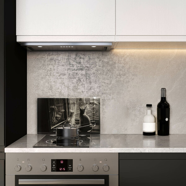 Steklena podloga za rezanje Mačje mesto in okno