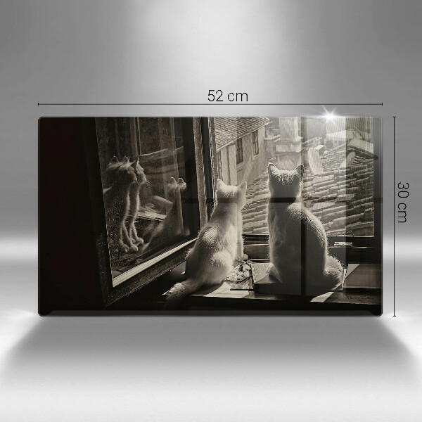 Steklena podloga za rezanje Mačje mesto in okno
