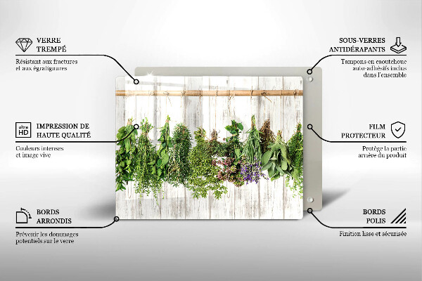 Steklena podloga za rezanje Posušena zelišča in rastline