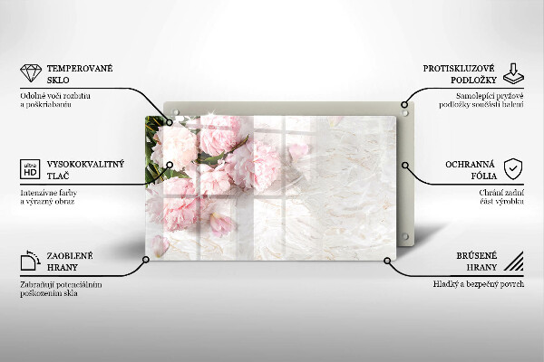 Steklena podloga za rezanje Nežni cvetovi vrtnic