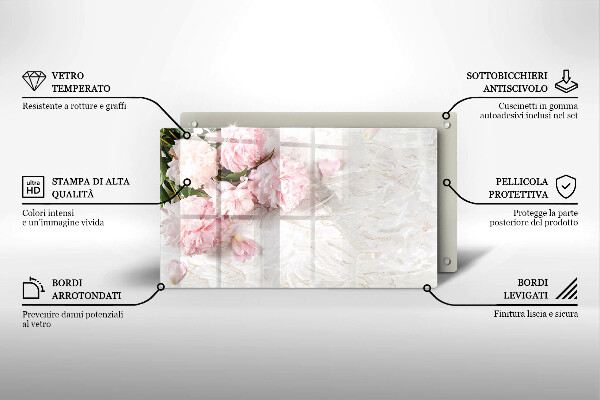 Steklena podloga za rezanje Nežni cvetovi vrtnic