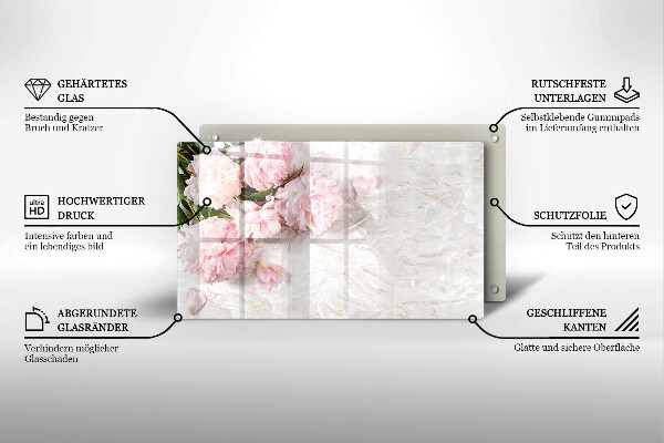 Steklena podloga za rezanje Nežni cvetovi vrtnic