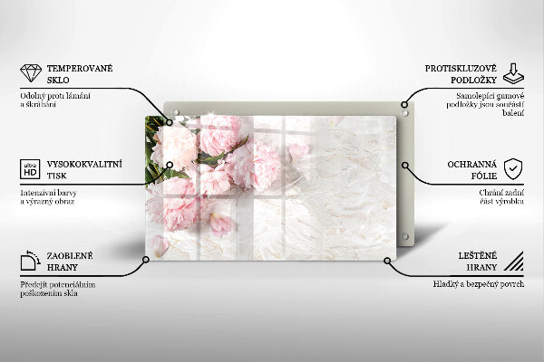 Steklena podloga za rezanje Nežni cvetovi vrtnic