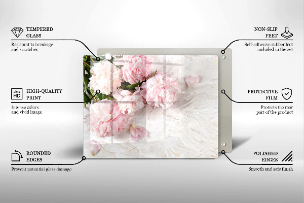 Steklena podloga za rezanje Nežni cvetovi vrtnic