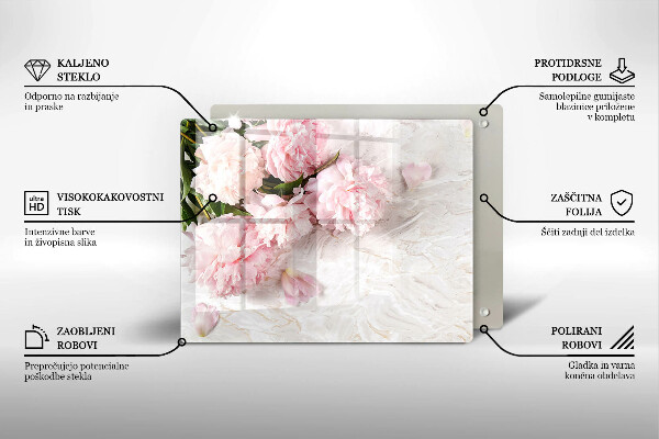 Steklena podloga za rezanje Nežni cvetovi vrtnic