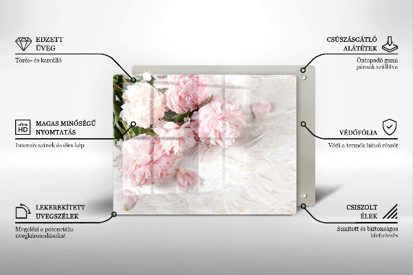 Steklena podloga za rezanje Nežni cvetovi vrtnic