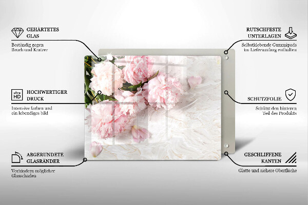 Steklena podloga za rezanje Nežni cvetovi vrtnic