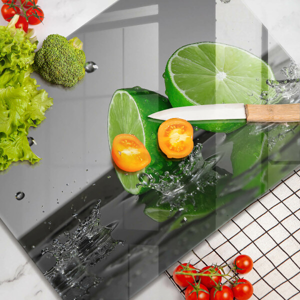 Steklena podloga za rezanje Sočne limete in voda