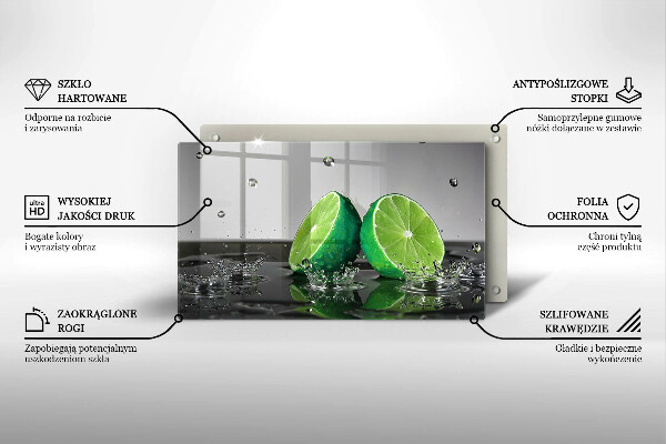 Steklena podloga za rezanje Sočne limete in voda
