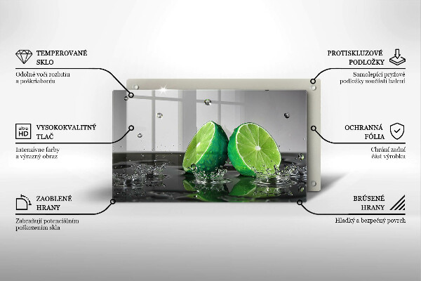 Steklena podloga za rezanje Sočne limete in voda