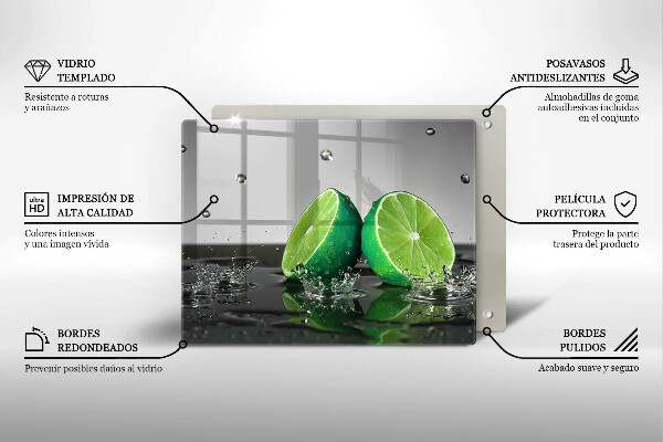 Steklena podloga za rezanje Sočne limete in voda