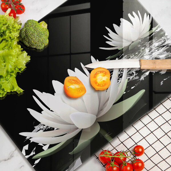 Steklena podloga za rezanje Bele lilije na vodi