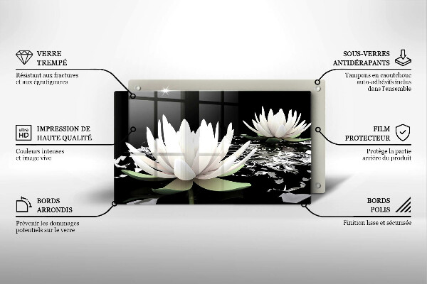 Steklena podloga za rezanje Bele lilije na vodi