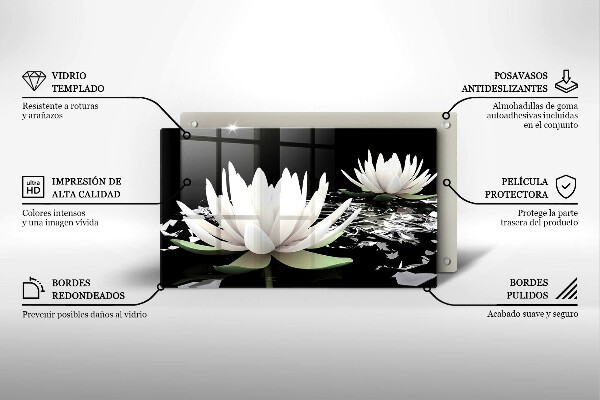 Steklena podloga za rezanje Bele lilije na vodi