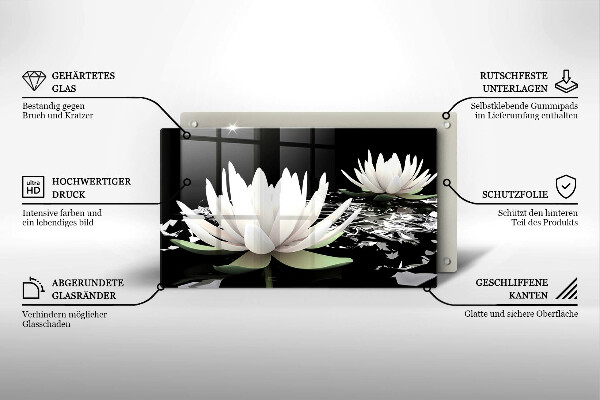 Steklena podloga za rezanje Bele lilije na vodi