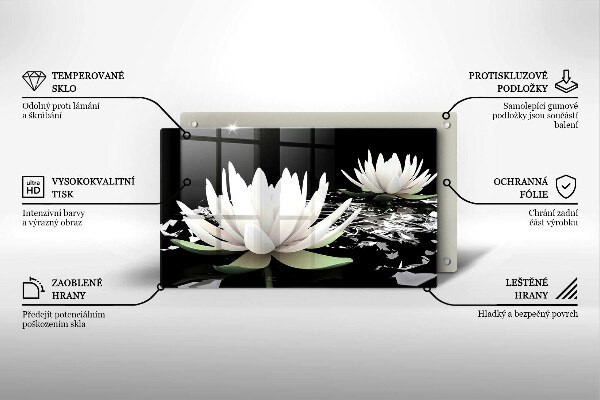 Steklena podloga za rezanje Bele lilije na vodi