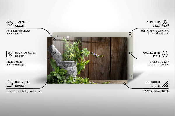 Steklena podloga za rezanje Sadi zelišča in les