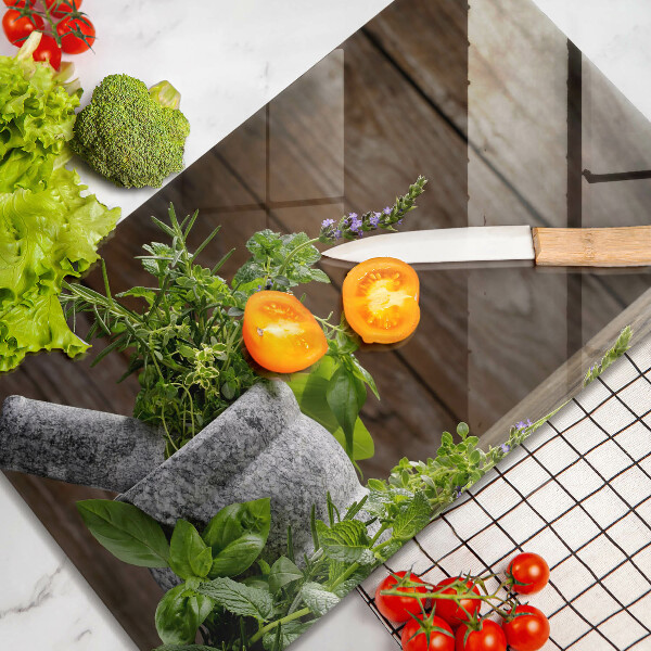 Steklena podloga za rezanje Sadi zelišča in les