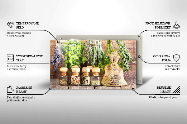 Steklena podloga za rezanje Zelišča začimbe in les