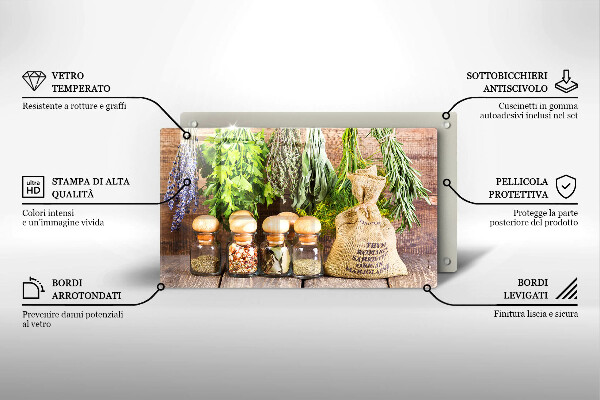 Steklena podloga za rezanje Zelišča začimbe in les