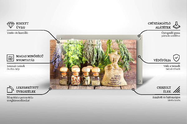 Steklena podloga za rezanje Zelišča začimbe in les