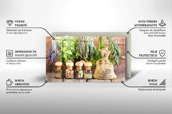 Steklena podloga za rezanje Zelišča začimbe in les