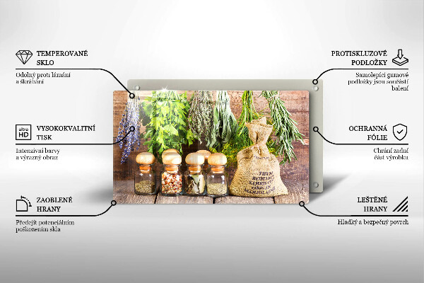 Steklena podloga za rezanje Zelišča začimbe in les