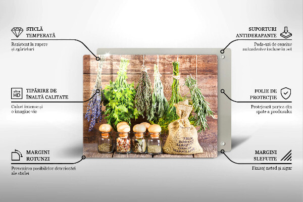 Steklena podloga za rezanje Zelišča začimbe in les