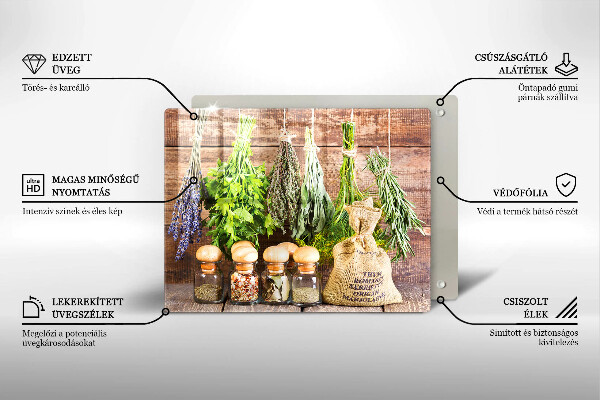 Steklena podloga za rezanje Zelišča začimbe in les