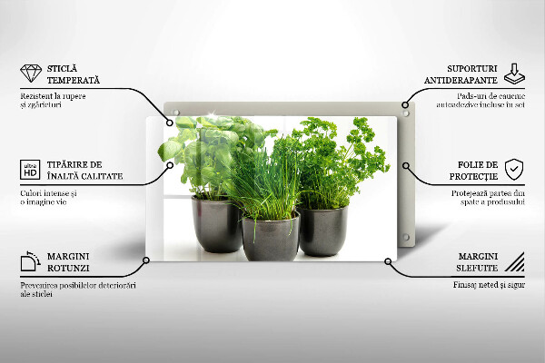 Steklena podloga za rezanje Lončki z zelišči