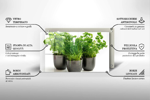 Steklena podloga za rezanje Lončki z zelišči
