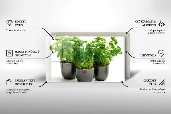 Steklena podloga za rezanje Lončki z zelišči