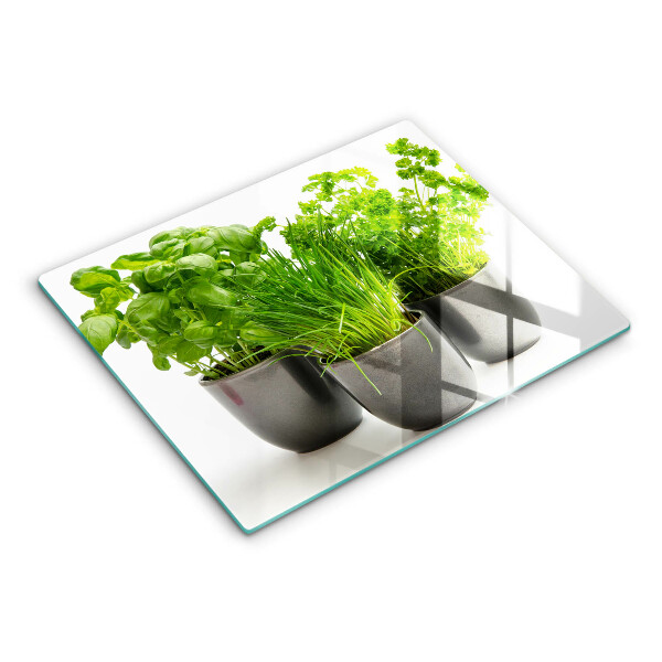 Steklena podloga za rezanje Lončki z zelišči