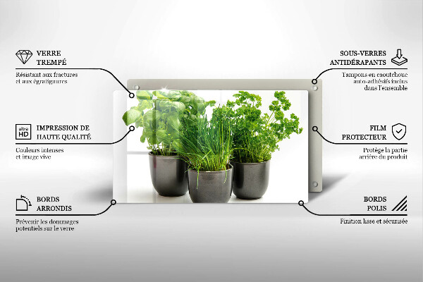 Steklena podloga za rezanje Lončki z zelišči