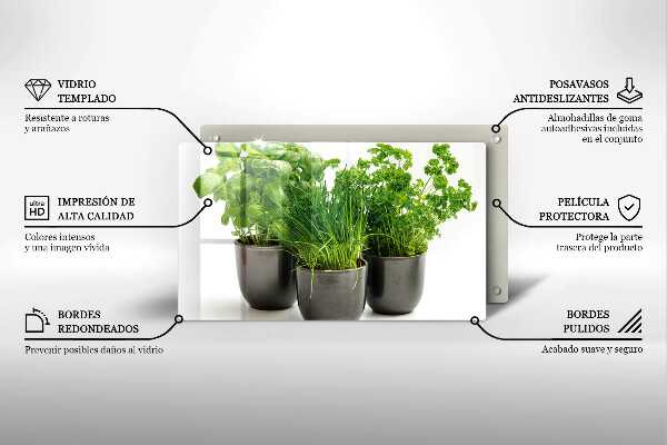 Steklena podloga za rezanje Lončki z zelišči