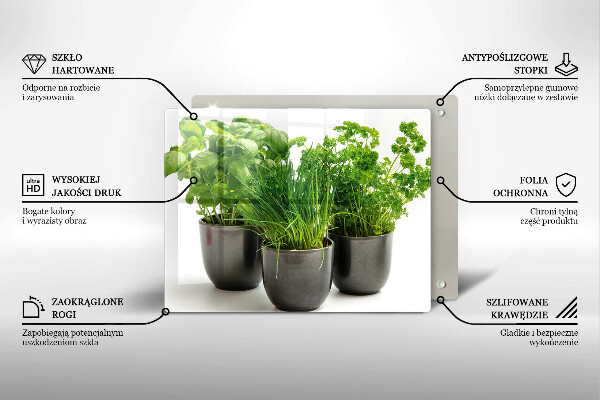 Steklena podloga za rezanje Lončki z zelišči