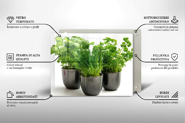 Steklena podloga za rezanje Lončki z zelišči