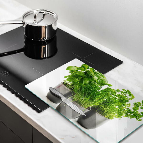 Steklena podloga za rezanje Lončki z zelišči