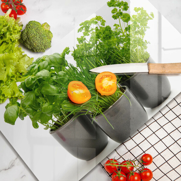 Steklena podloga za rezanje Lončki z zelišči