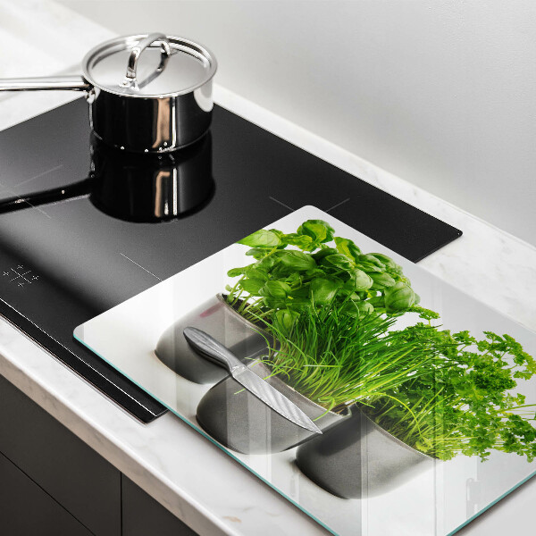 Steklena podloga za rezanje Lončki z zelišči