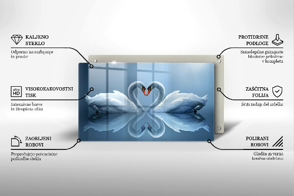 Steklena podloga za rezanje Dva labodja srca
