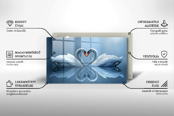 Steklena podloga za rezanje Dva labodja srca