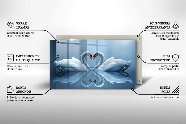 Steklena podloga za rezanje Dva labodja srca