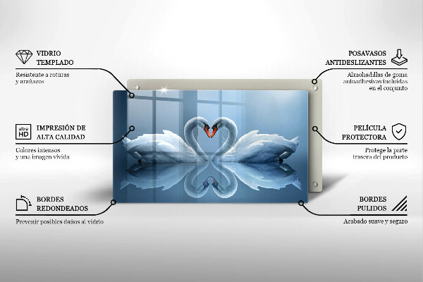 Steklena podloga za rezanje Dva labodja srca