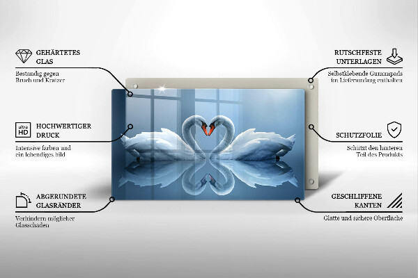 Steklena podloga za rezanje Dva labodja srca