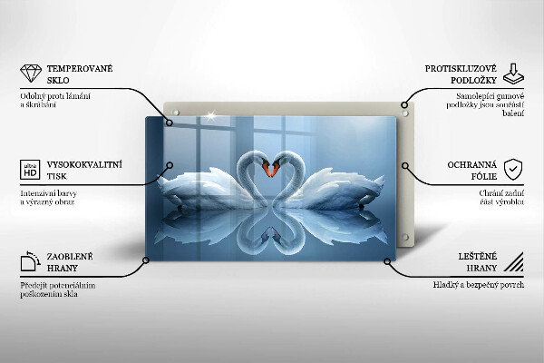 Steklena podloga za rezanje Dva labodja srca
