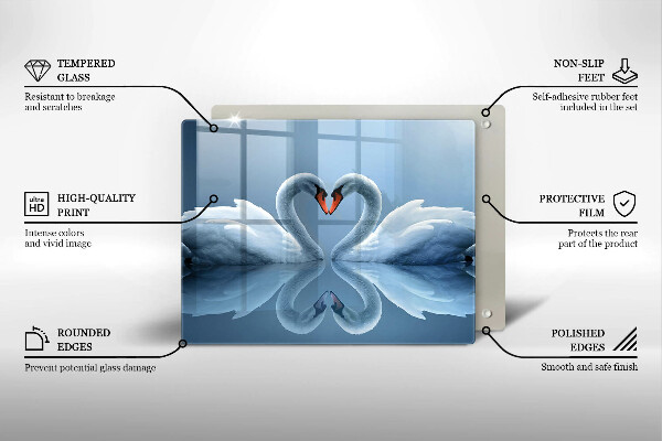 Steklena podloga za rezanje Dva labodja srca