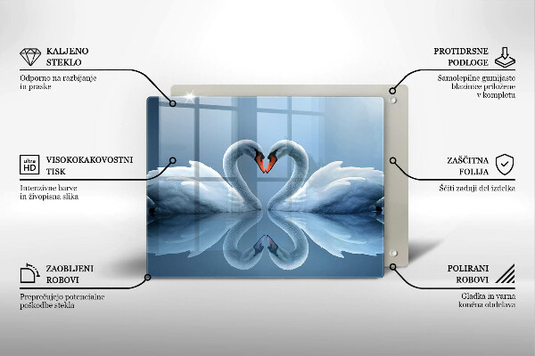 Steklena podloga za rezanje Dva labodja srca